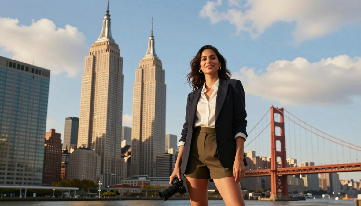 influencerin in einer amerikanischen Metropole